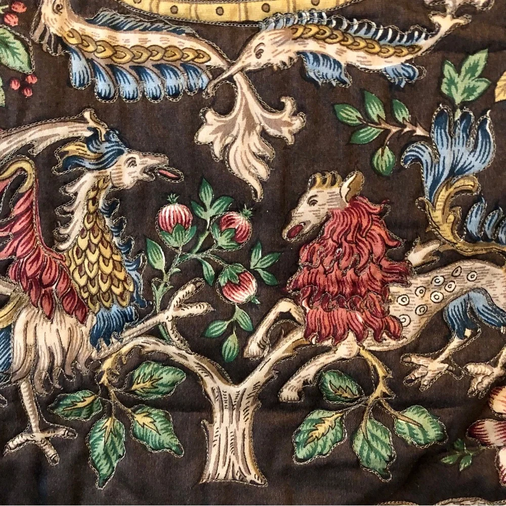 Vintage French Medieval Wall Hanging Tapestry Panel Barques des Amours